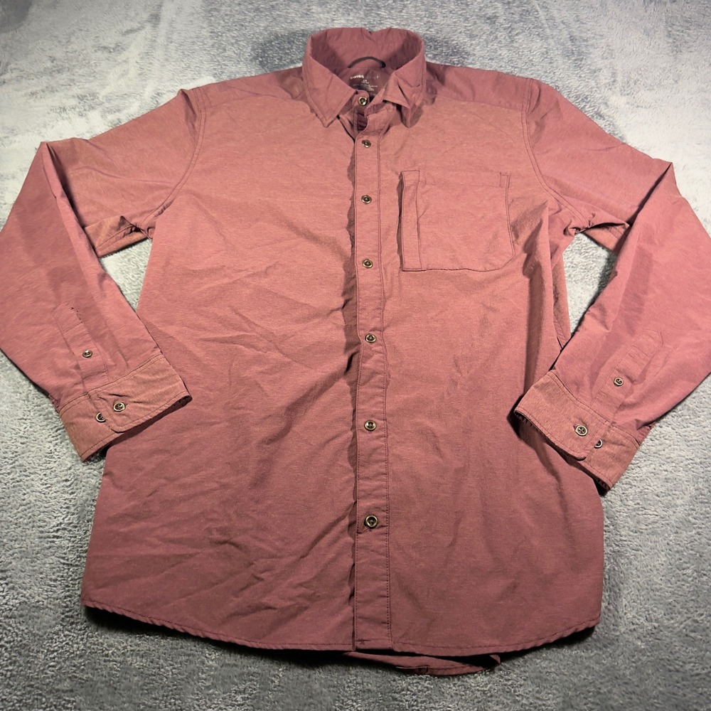 Swiss Tech Mens Windsor Wine Long Sleeve Button Down Shirt Large SM49Y120